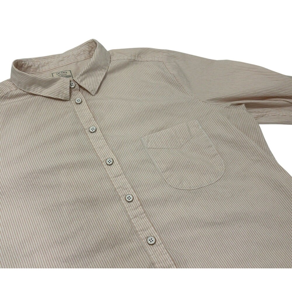 Fat Face Linen Shirt Women’s Size 14 Button Up Pink Pinstriped Light UK